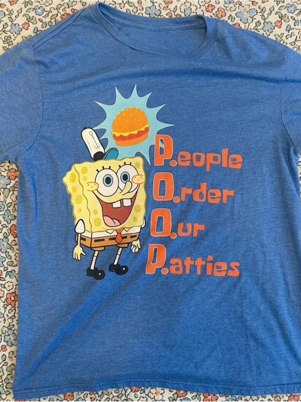 Gildan Blue SpongeBob P.O.O.P. Patties Graphic Tee